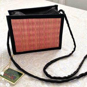 Baskets of Cambodia tatami boho straw zipper crossbody purse